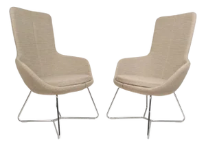 Mid 20th Century Pair of Mid-Century Style High back Lounge Chairs - 2 Pieces