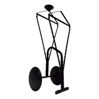 Italian Postmodern Valet Stand on Wheels in Enameled Iron, 1980s For Sale
