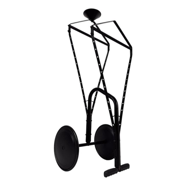 Italian Postmodern Valet Stand on Wheels in Enameled Iron, 1980s For Sale