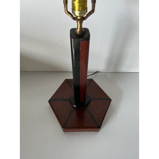 Mid-Century Modern Mid-Century Modern Studio Made Geometric Wood Table Lamp For Sale - Image 3 of 12