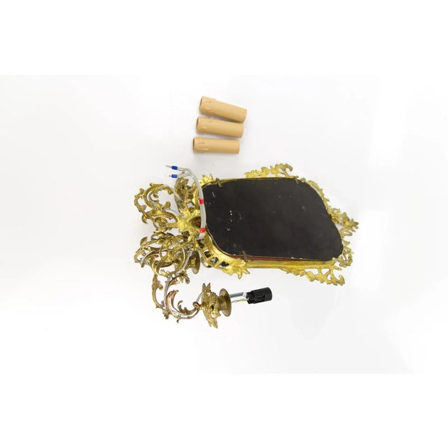 Brass and Bronze 3-Arm Mirrored Girandole Sconce, 1920s For Sale - Image 14 of 16