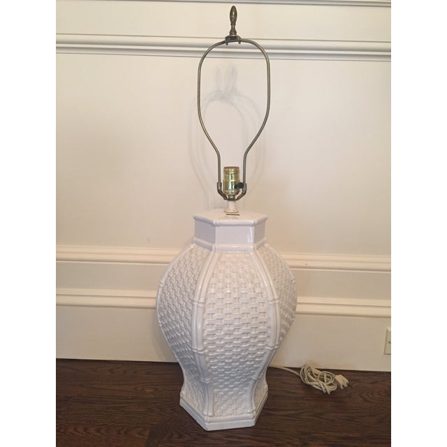 Vintage Italian Ceramic Basket Weave Faux Bamboo Table Lamp Chairish