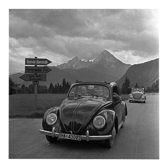 People Traveling in Volkswagen Beetle, Germany, 1939, Printed 2021 For Sale