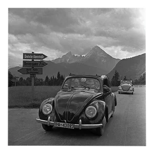 People Traveling in Volkswagen Beetle, Germany, 1939, Printed 2021