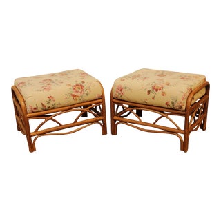 Asiatic Mercantile Vintage Rattan Ottomans - a Pair For Sale