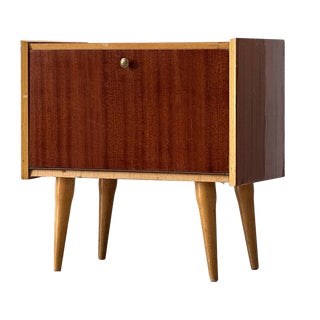 Mid-Century Modern Bedside Table with Drop-Down Door, 1950s For Sale