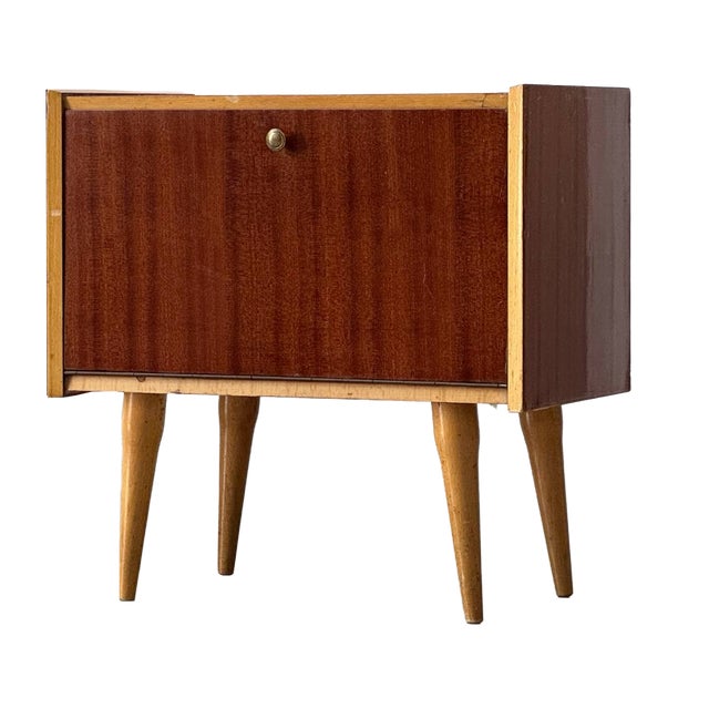 Mid-Century Modern Bedside Table with Drop-Down Door, 1950s For Sale