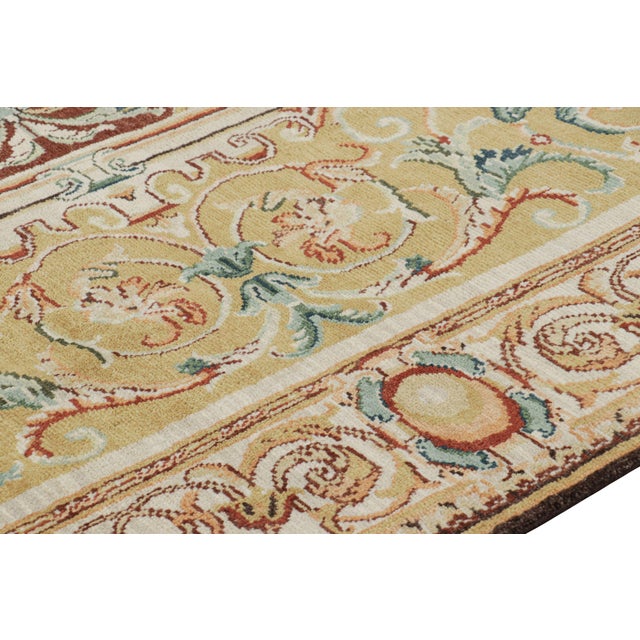 Late 20th Century Rug & Kilim’s European Style Rug in Gold With Floral Patterns and Medallion For Sale - Image 5 of 8