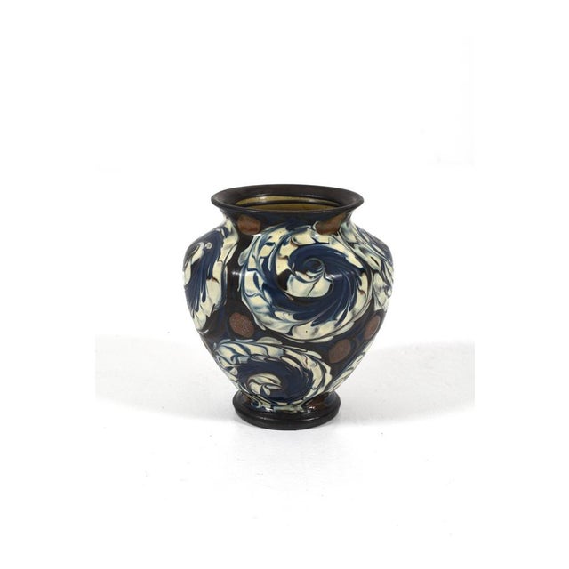 Blue Danish Swirl Glazed Ceramic Vase by Herman Kähler, 1920s For Sale - Image 8 of 10