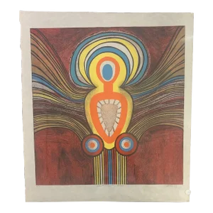 Clay Walker "Angel Flapping Wings" Woodcut/Relief 1960s