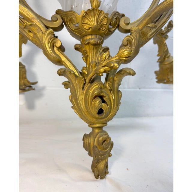 Large Antique Ornate Louis XV Dore Bronze French Ceiling Chandelier Fixture For Sale In New York - Image 6 of 15