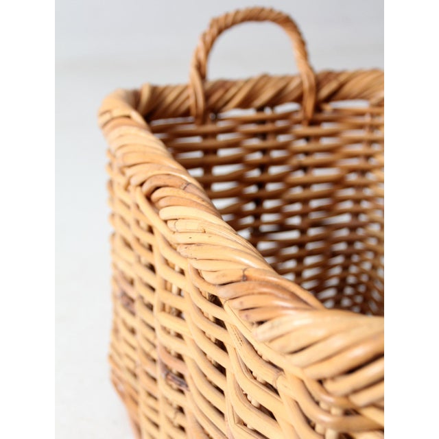 Wood Vintage Woven Storage Basket For Sale - Image 7 of 11