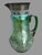 Green Vintage Loetz Style Iridized Oil Spot 12" Art Glass Pitcher Silver Plated Rim For Sale - Image 8 of 9