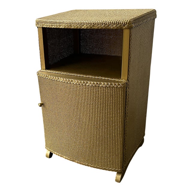 Vintage Two‑Tier Bedside Table in Woven Rattan, 1960s For Sale