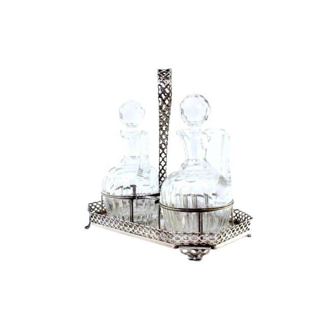 Silver Cruet with Silver Structure and Glass Cruets, Set of 3 For Sale - Image 8 of 8