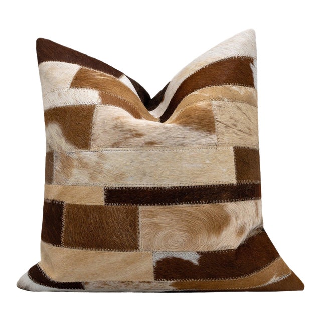 Canvello Genuine Cowhide Leather Decorative Throw Pillow With Feather Down Insert Included For Sale