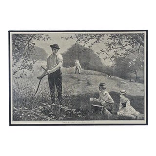 Winslow Homer "Making Hay": 19th Century Woodcut Engraving, 1872 For Sale