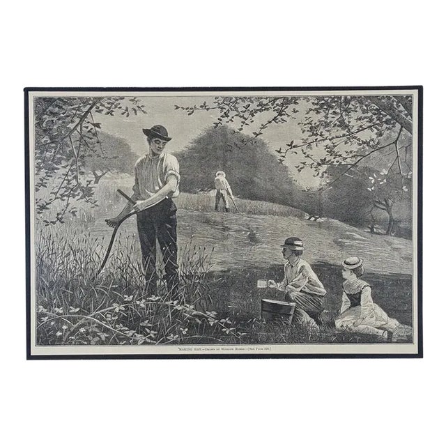 Winslow Homer "Making Hay": 19th Century Woodcut Engraving, 1872 For Sale