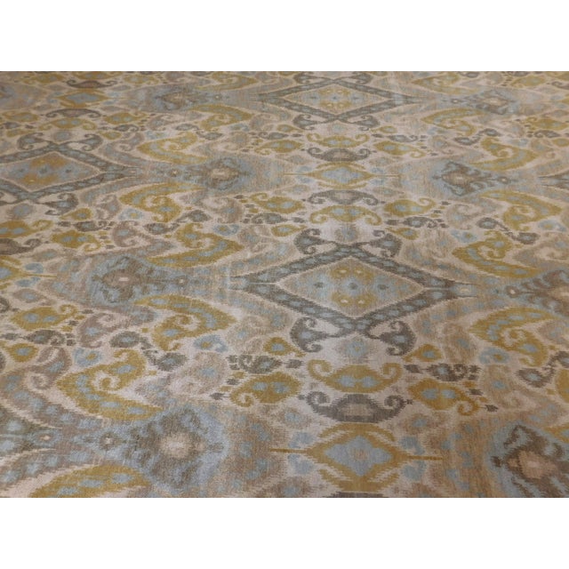 Hand Knotted Rug of Ikat Design in Soft Color Palette. For Sale - Image 12 of 18