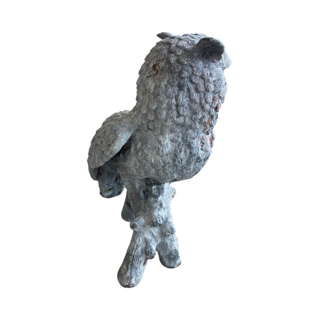 Vintage Cast Iron Horned Owl Garden Sculpture For Sale - Image 4 of 11