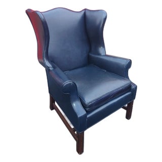 Timeless Elegance: The Vintage Hickory Chair Co. Wingback Leather Chair For Sale