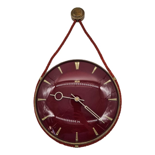 Ruby-Colored Wall Clock from UPG Halle, East Germany, 1960s-1970s For Sale