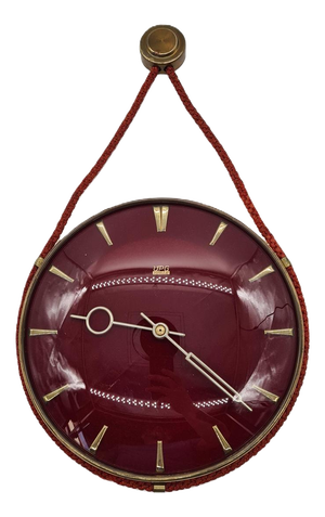 Ruby-Colored Wall Clock from UPG Halle, East Germany, 1960s-1970s