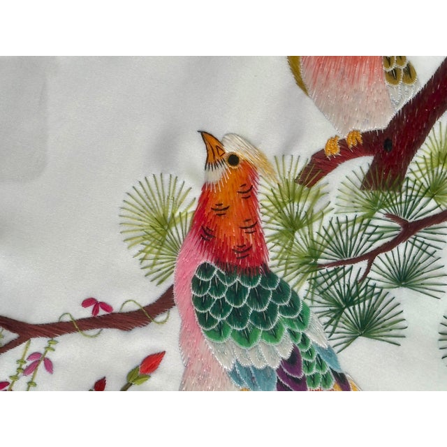 Pair Chinese Signed Embroidered Suzhou Silk Framed Paintings For Sale - Image 14 of 17