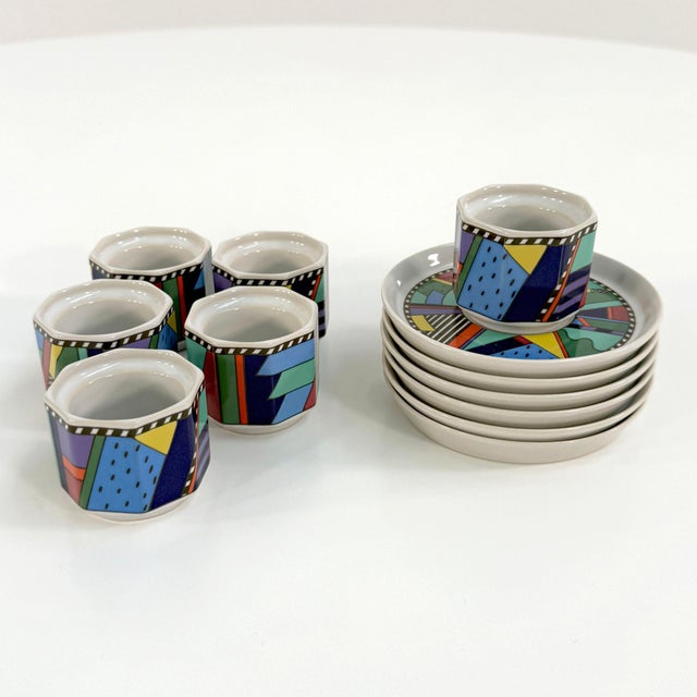 Metropol Espresso Cups and Saucers by Barbara Brenner for Rosenthal, 1990s, Set of 6, in Good conditions. Designed 1990 to...