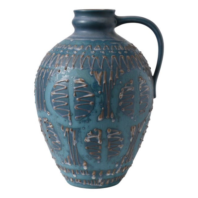 Blue Fat Lava Vase from Carstens, 1960s For Sale