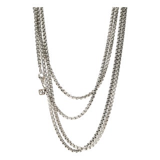 David Yurman Long Chain Necklace, Sterling Silver & 18k Yellow Gold, 72 In. For Sale