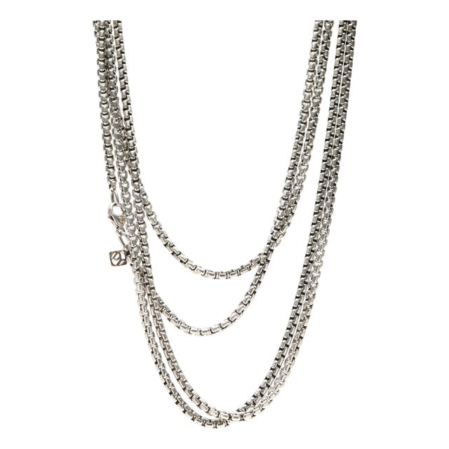 David Yurman Long Chain Necklace, Sterling Silver & 18k Yellow Gold, 72 In. For Sale