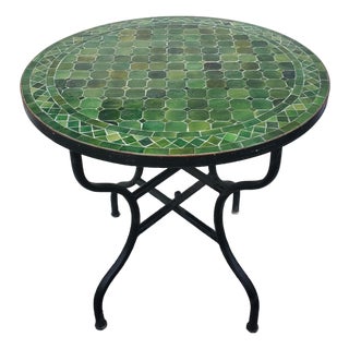 32" Tamegrout Green Moroccan Mosaic Table For Sale