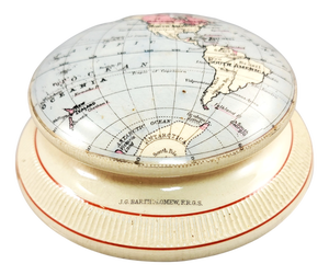 Victorian Porcelain Cartographic Paperweight with Western Hemisphere from James Macintyre & Co.
