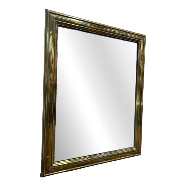 Antique Brass Bistro Mirror, 1900s For Sale