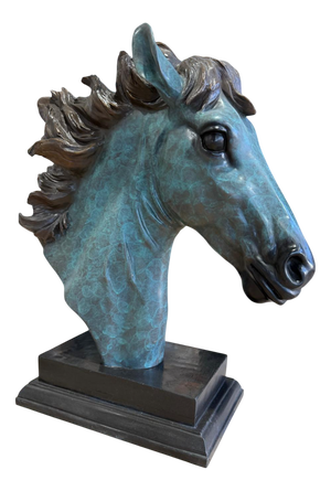 Patinated Horse Head Bust, Bronze