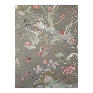 Lee Jofa Luzon Print Fawn Fabric 2 1/2 Yards Linen Blend For Sale