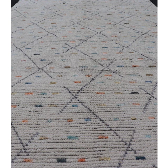 Tribal Modern Tribal Rug in Wool With Sub-Geometric Design in Blue, Ivory, Multi Colors For Sale - Image 3 of 12