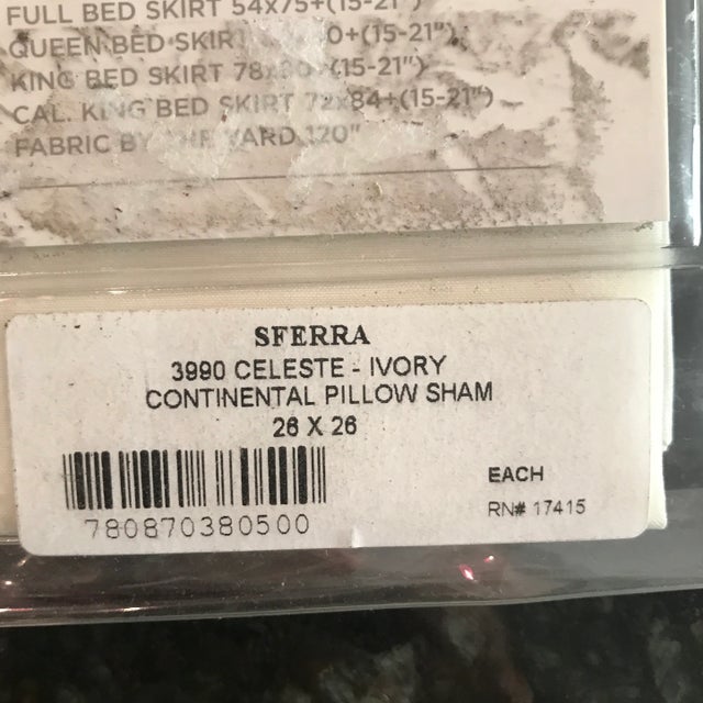 Sferra Celeste 3990 Ivory Continental Sham For Sale - Image 4 of 8