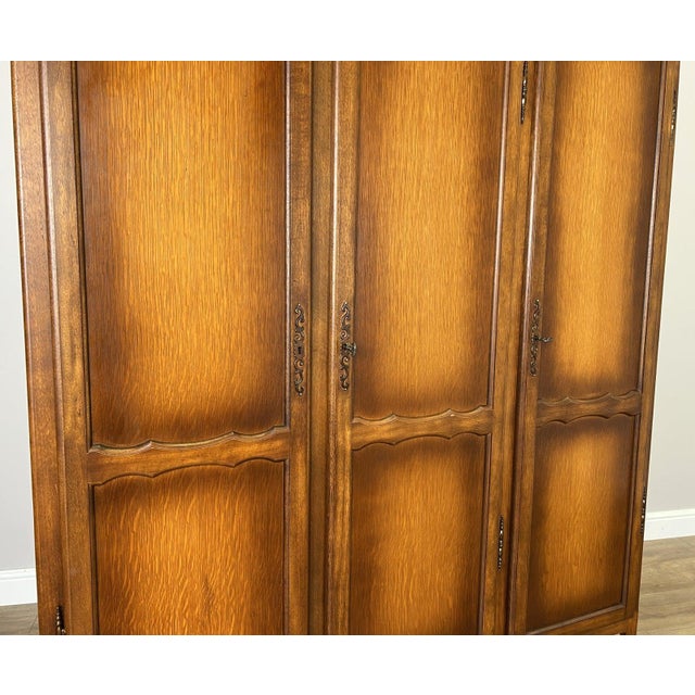 Wood Vintage French Louis Oak Wardrobe For Sale - Image 7 of 11