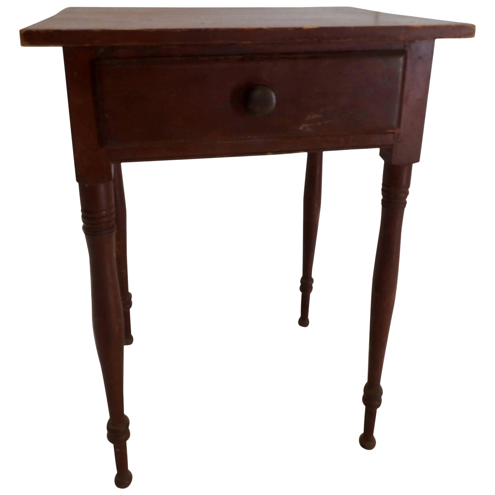 19th Century Primitive Red Working Table | Chairish