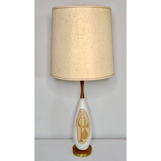 Mid Century Danish Modern Ceramic Table Lamp Musical Instruments For Sale - Image 13 of 13