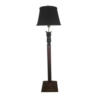 Vintage Horse Head Black Iron & Wood Lamp For Sale