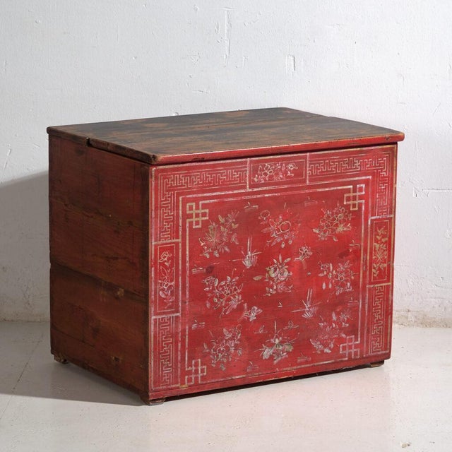 Antique Chinese Qing Dynasty Painted Dongbei Chest For Sale - Image 9 of 9