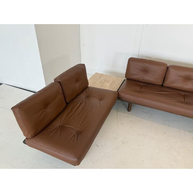 Brown Leather 6602 + 6603 Sofas by Franz Köttgen for Kill International, 1970s, Set of 2 For Sale - Image 8 of 18