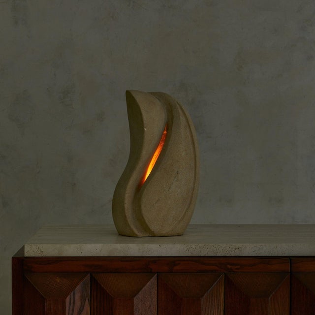 French 1970s French Abstract Limestone Table Lamp by Albert Tormos For Sale - Image 3 of 6