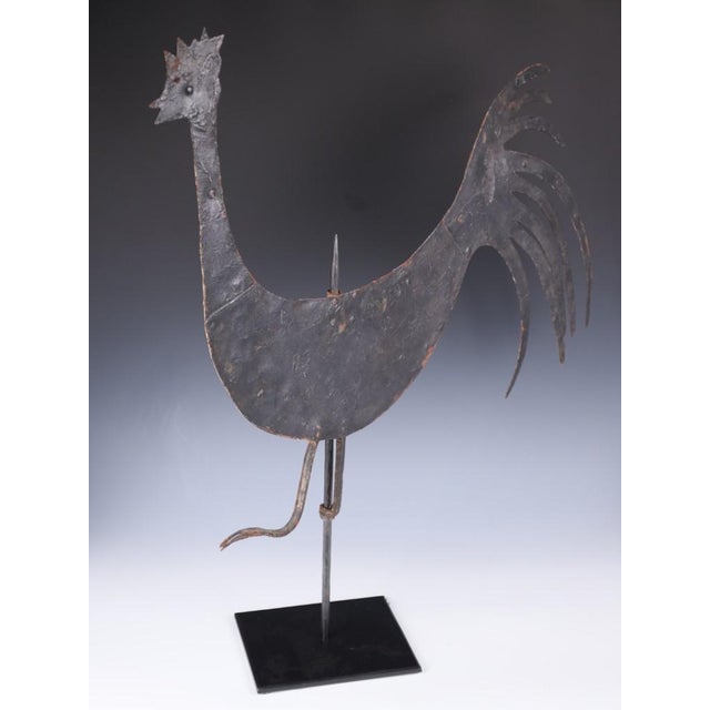 Large Antique French Folk Art Iron Cockerel Sculpture on Bespoke Stand, Circa 1890–1920 Few decorative objects capture the...
