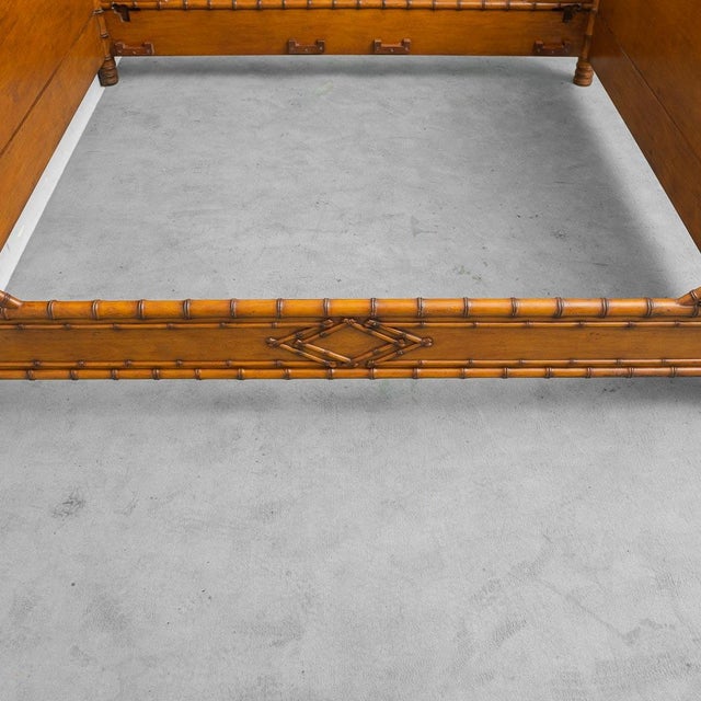 French Double Bed in Wood and Bamboo, 1940s For Sale - Image 9 of 14