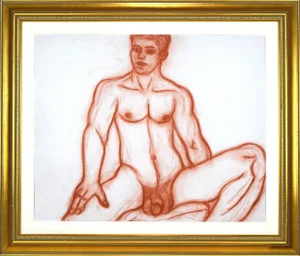 Vintage Mid Century Modernist Male Nude Figure Study