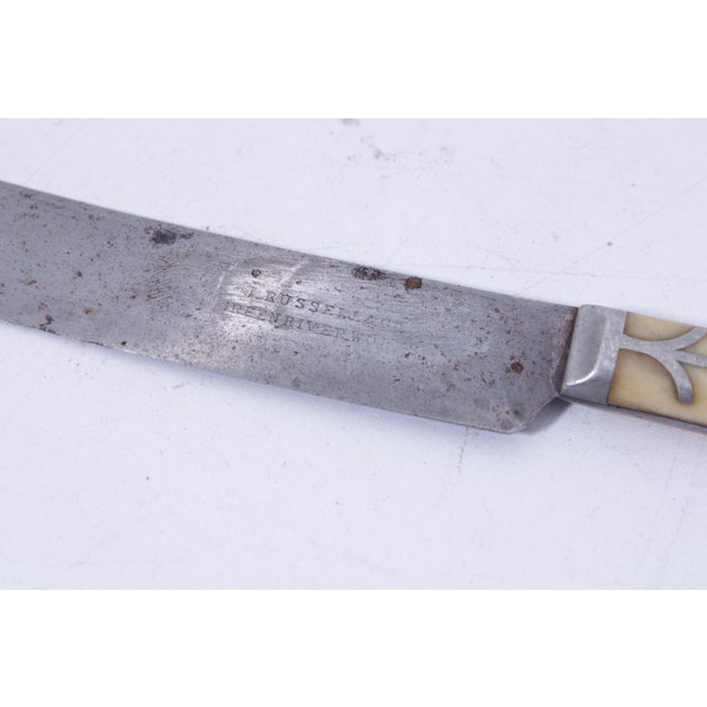 Silver Set of Bone Handle Knives & Forks By. J. Russel Company For Sale - Image 8 of 12